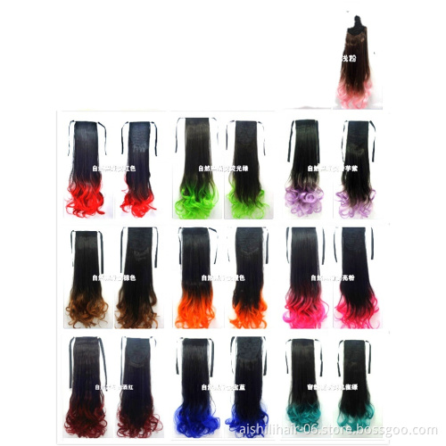 AISHILI Wholesale Synthetic Hair Extensions Two Color gradient Tone Hair Weave Synthetic Ponytail for women